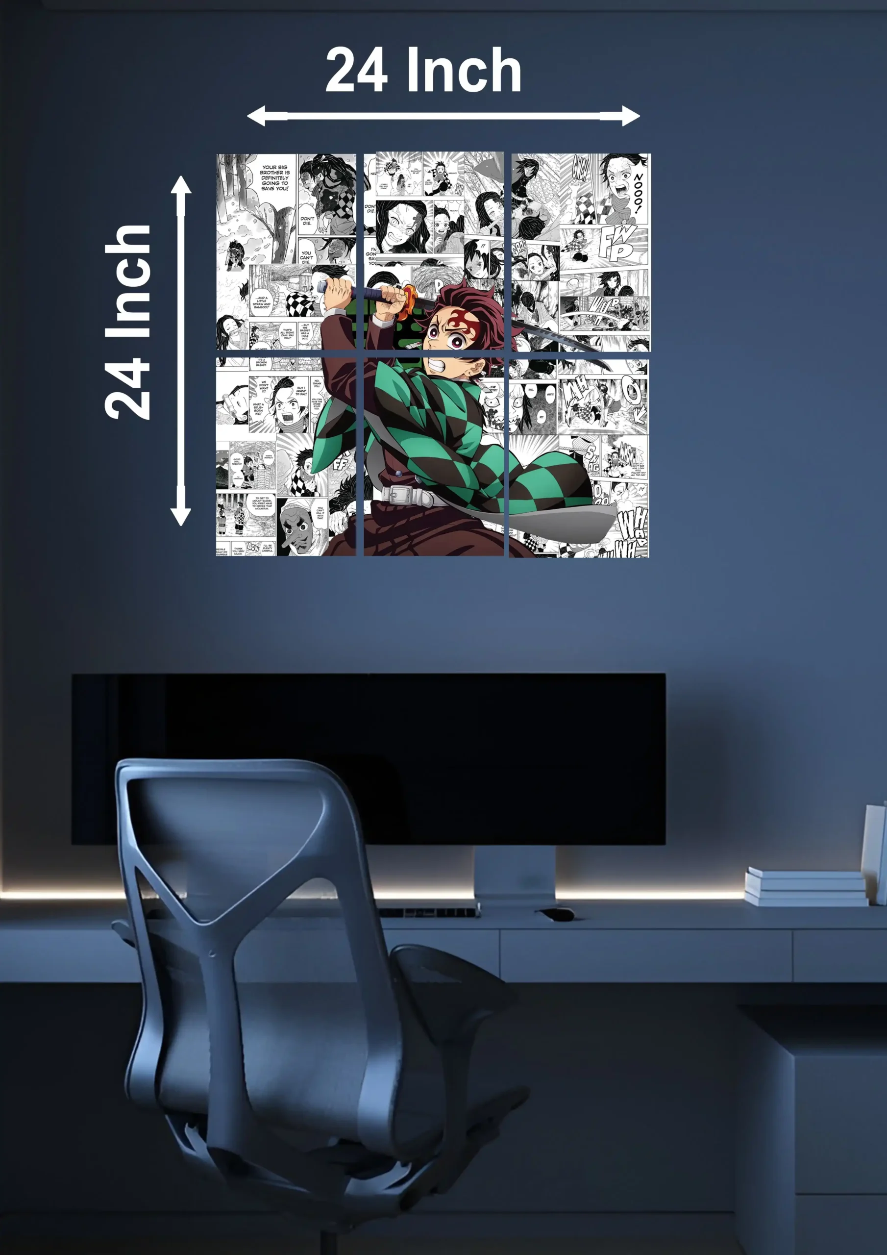 Demon Slayer Tanjiro Combo Pack – 2 Regular Fit T-Shirts, 50 Posters (6x8.5, 300 GSM), 1 Manga Art Poster (24x24, 300 GSM) & 2 Keychains | Anime - Image 4