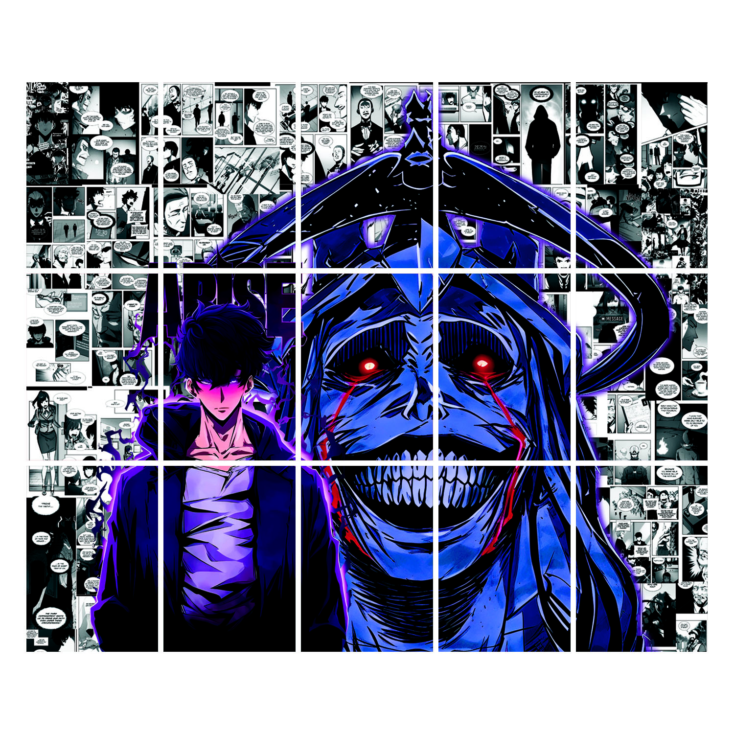 Sung Jin-Woo Smiling Face Manga Poster | Solo Leveling Anime Wall Art (42 x 35 Inch)