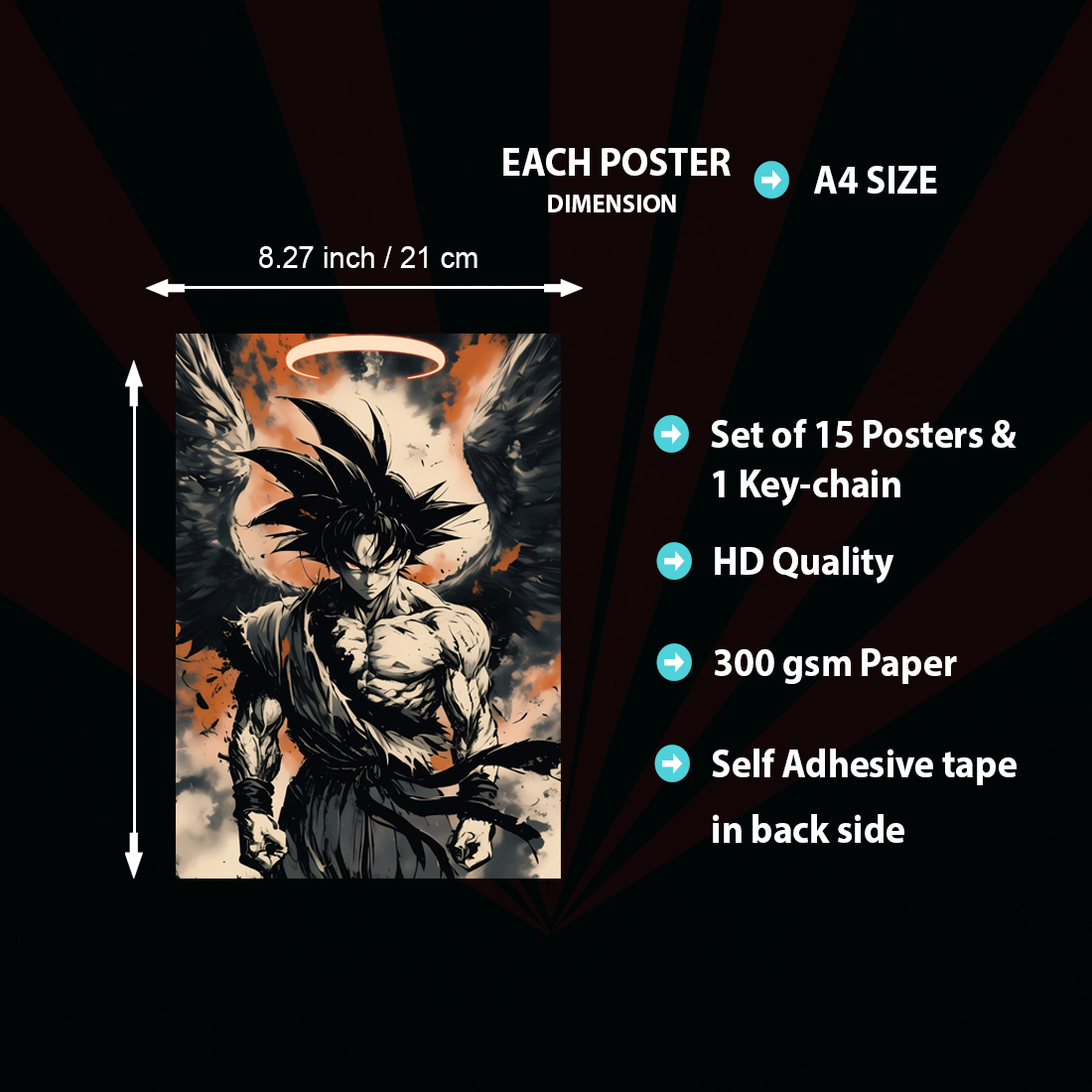 Dragon Ball Z Mix Anime Poster Set of 15 | 300 GSM Premium HD Matte Wall Art for Bedroom, Study & Living Room | Anime Room Décor Fine Art Print - Image 4