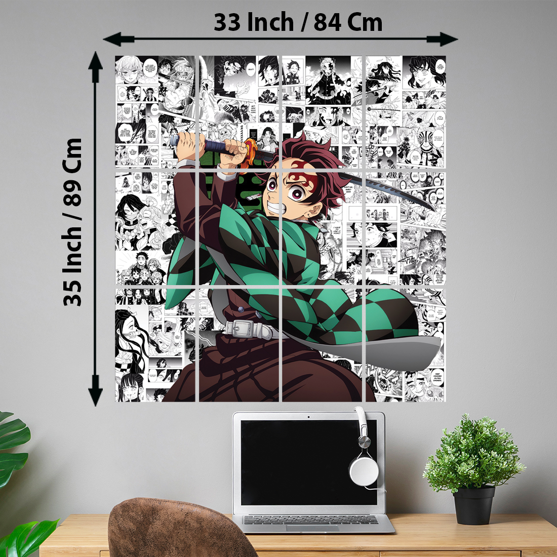Demon Slayer Tanjiro Split Manga Poster 35x33 Inch | 300 GSM Premium HD Print for Study & Living Room Fine Art Print - Image 2