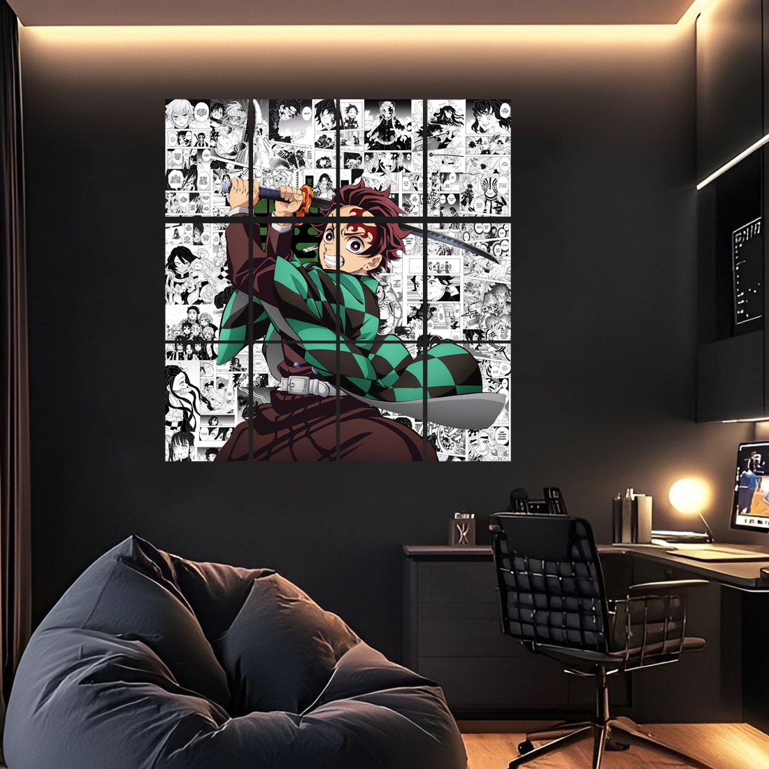 Demon Slayer Tanjiro Split Manga Poster 35x33 Inch | 300 GSM Premium HD Print for Study & Living Room Fine Art Print - Image 3