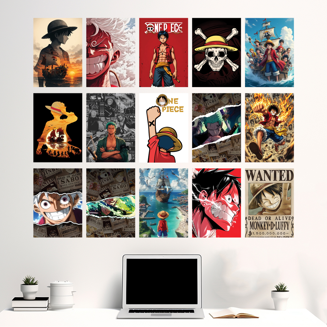 One Piece Luffy Mix Anime Poster Set of 15 | 300 GSM Premium HD Matte Wall Art for Bedroom, Study & Gaming Room Fine Art Print - Image 2