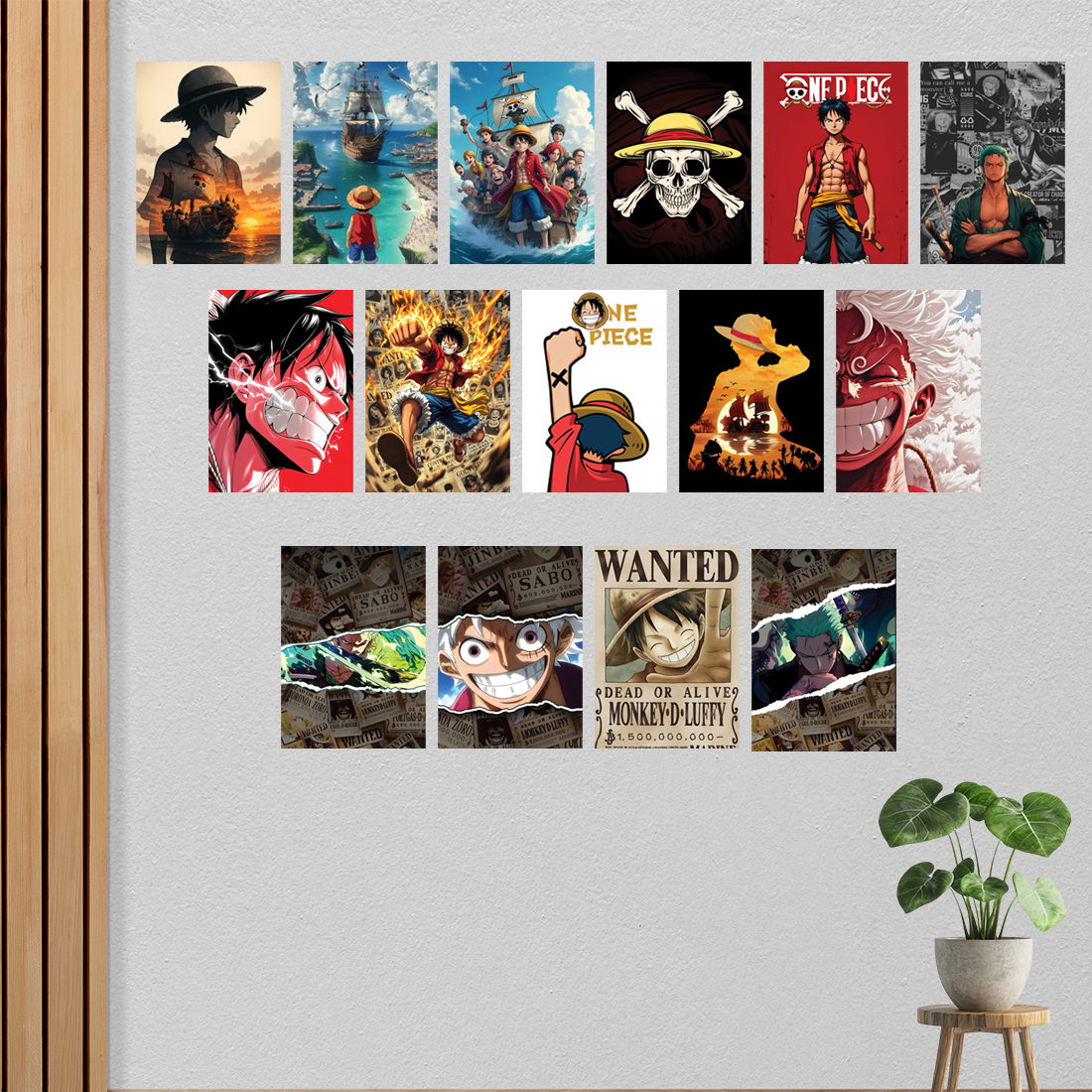 One Piece Luffy Mix Anime Poster Set of 15 | 300 GSM Premium HD Matte Wall Art for Bedroom, Study & Gaming Room Fine Art Print - Image 3